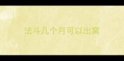 法斗几个月可以出窝