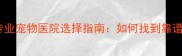 天津口碑推荐专业宠物医院选择指南如何找到靠谱的宠物诊疗机构