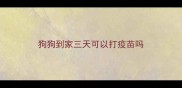 狗狗到家三天可以打疫苗吗
