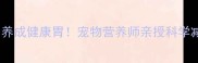 三个月养成健康胃宠物营养师亲授科学减肥法
