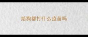 给狗都打什么疫苗吗