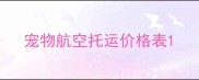 宠物航空托运价格表