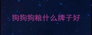 狗狗狗粮什么牌子好