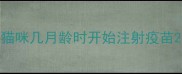 猫咪几月龄时开始注射疫苗