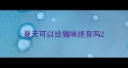 夏天可以给猫咪绝育吗