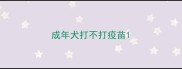 成年犬打不打疫苗