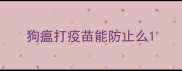 狗瘟打疫苗能防止么