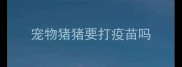 宠物猪猪要打疫苗吗