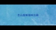 怎么缓解猫咪拉稀