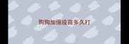 狗狗加强疫苗多久打