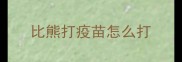 比熊打疫苗怎么打