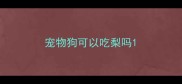 宠物狗可以吃梨吗